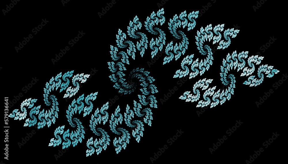 Poster elegant turquoise wavy repeating pattern on a black background. graphic design element. 3d illustrat