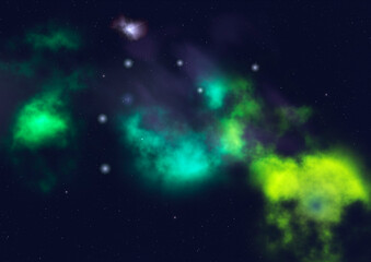 Star field in space and a nebulae