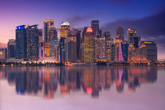 Beautiful Doha Skyline view from Doha Corniche