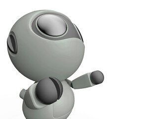 tiny robot in white background with copy space