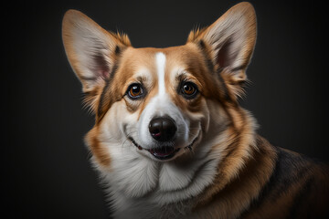 Captivating Corgi Dog Breed Portrait on Black Background - A Stunning Display of Canine Charm