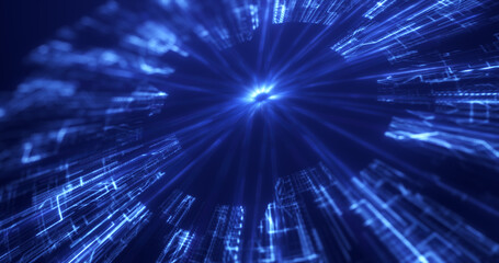 Abstract blue glowing circle energy futuristic computer digital hi-tech swirling abstract background