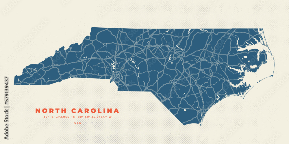 Wall mural north carolina map vector illustration poster and flyer