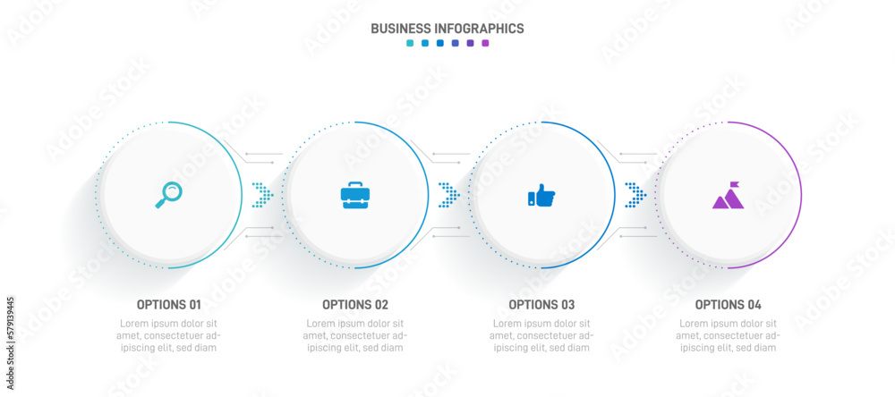 Poster timeline infographic with infochart. modern presentation template with 4 spets for business process.