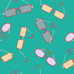 Set, collection of trendy multicolored glasses. Sun glasses for vision correction. Vector illustration on an isolated background.