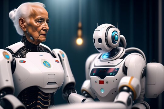 3d Future geriatric care with robots created with generative AI