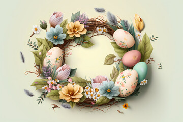 beautiful illustrated easter wreath