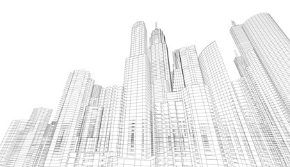 City architecture vector 3d illustration