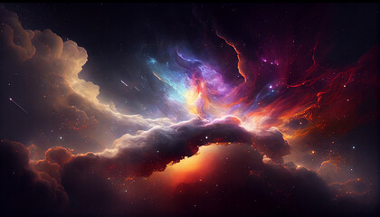 Fototapeta na wymiar Galaxy with colorful nebula _shiny stars Ai generated image