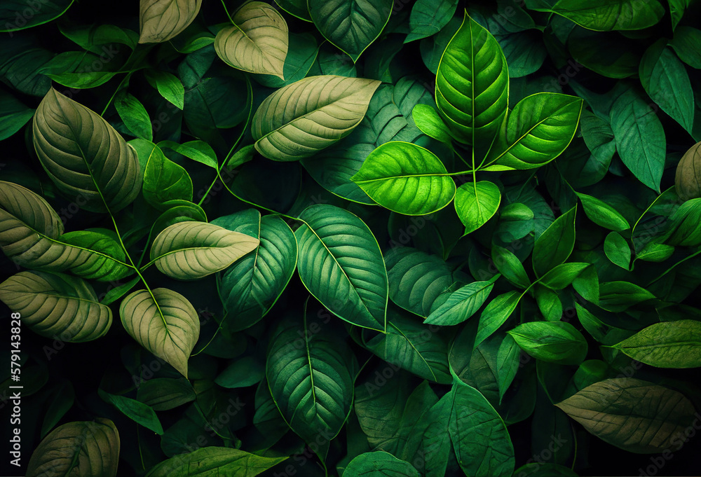 Sticker background with green foliage