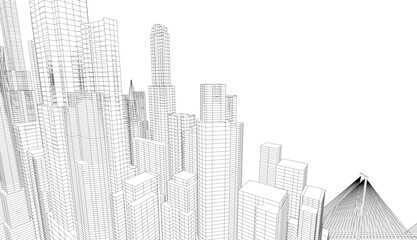 Naklejka premium City architecture vector 3d illustration