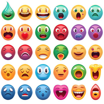 Express your feelings | Emoticon expression | Emoji set | Png image | No background | Generative AI Artwork