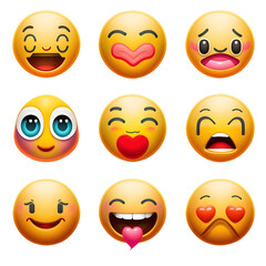 Fototapeta premium Emoji World | Express your feelings | Png image | No background | Vector | Clipart | Set