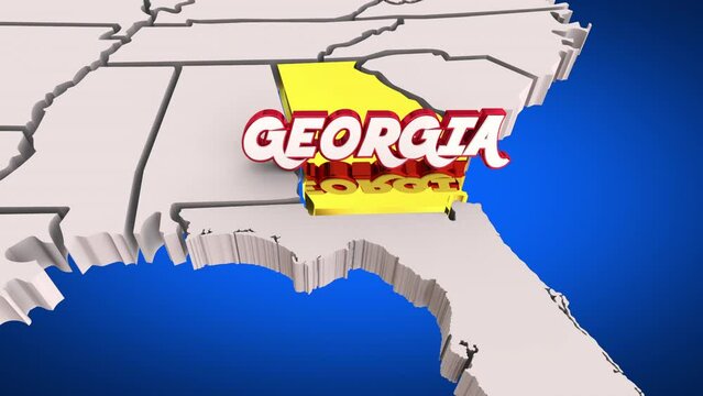 Georgia GA State Map Business Travel Tourism 3d Animation