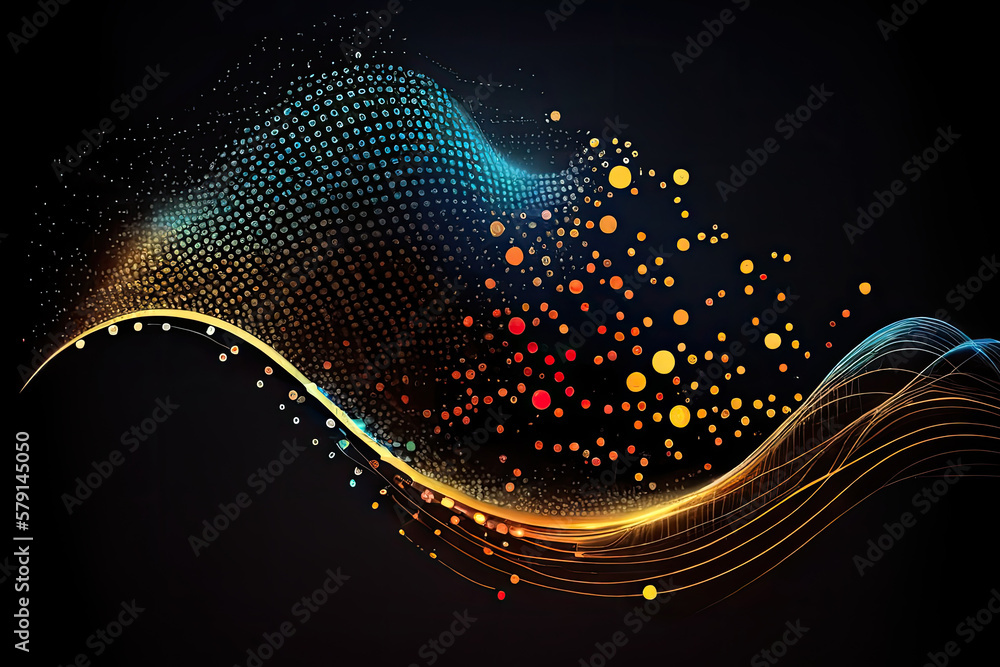 Poster technology background with connected colorful dots on abstract background. digital data and network 