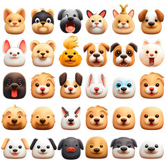 Zoo Animal Emoticon Pack | Domestic Animal | No Background | PNG | Generative AI Artwork