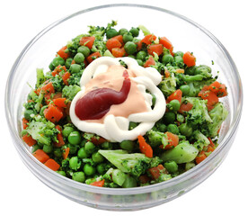 Fresh vegetable salad with sauce dressing