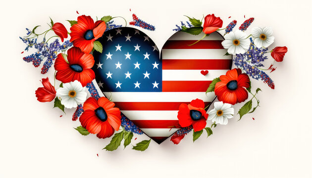 Veteran Day USA Memorial Erinnerung Ehemalige Soldaten Waffenstillstand Weltkrieg Background Cover Generative AI Digital Art Liebe Herz und Vertrauen