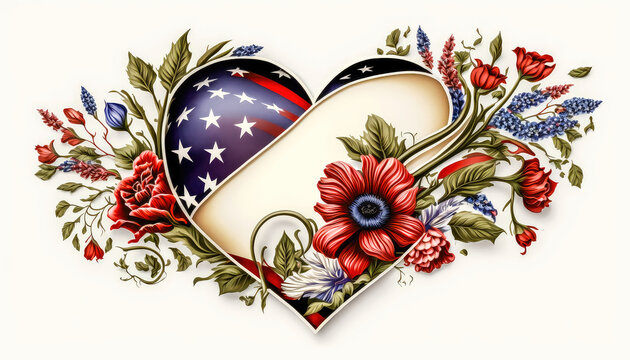 Veteran Day USA Memorial Erinnerung Ehemalige Soldaten Waffenstillstand Weltkrieg Background Cover Generative AI Digital Art Liebe Herz und Vertrauen