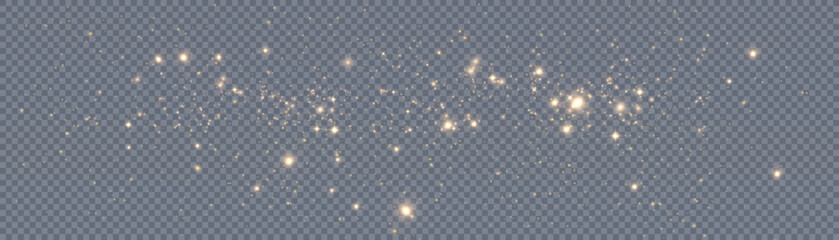 Light effect with lots of shiny shimmering particles isolated on transparent background. Vector star cloud with dust. 10 eps