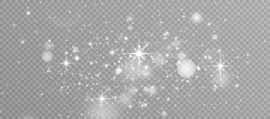 Light effect with lots of shiny shimmering particles isolated on transparent background. Vector star cloud with dust. 10 eps