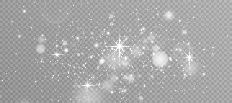 Light effect with lots of shiny shimmering particles isolated on transparent background. Vector star cloud with dust. 10 eps