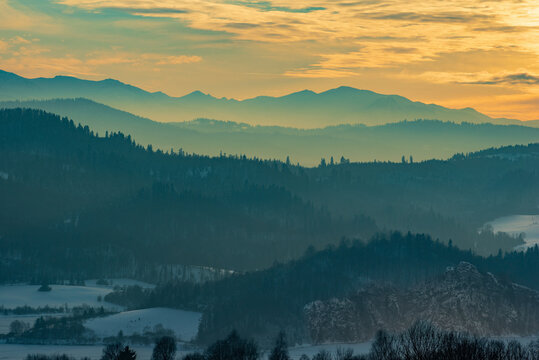 winter mountain view just after sunset © Robert