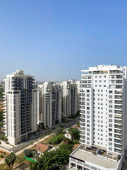 Fototapeta na wymiar View of multi-storey buildings in modern city