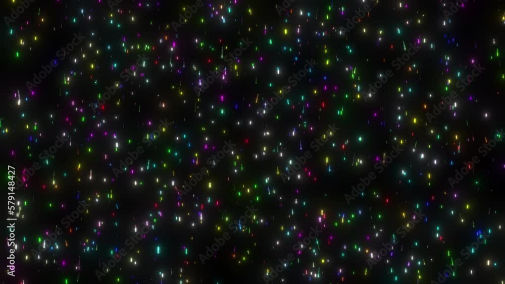 Poster glowing multicolored particle falling background, glitter particle lights falling background, partic