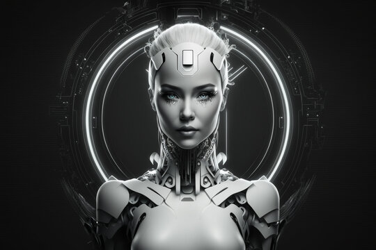 Robot woman background. Created with generative Ai technology.
