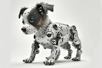 A Robot Dog. Cyborg Puppy. Hi-tech Pet. Adorable Pet.