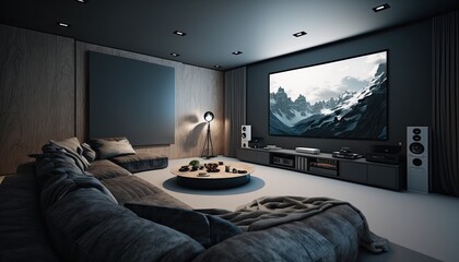 Modern cinema room with spacious space so you can enjoy every movie from home