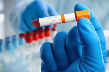 Doctor holding test tube with blood