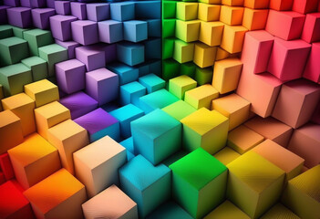 Fototapeta na wymiar A Colorful Mosaic of Imagination: AI-Generated Render of Bright Blocks, Shapes, and Textures