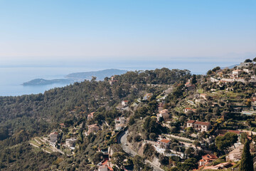 View of the outskirts of the city of Eze on the French Riviera