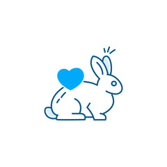 Rabbit and heart icon. Bunny with heart illustration. Heart and rabbit drawing. Rabbit holding heart symbol. Cruelty-free icon. Not tested on animals .