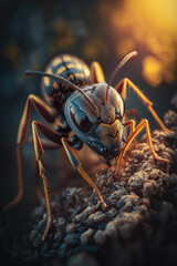 Zoomed Ant, Macro, Detailed, Nature,  Made by AI, AI generated, Artificial intelligence