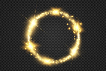 Round shiny perfect background. Vector eps10. Beautiful light. Magic circle. Precious background.Round gold shiny frame with light bursts.	