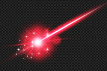Abstract laser beam. Transparent isolated on black background. Vector illustration.	
