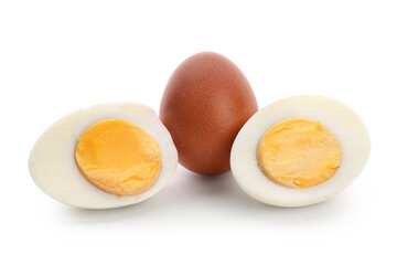 Delicious boiled eggs isolated on white background