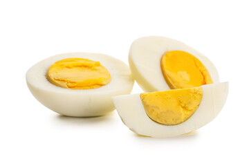 Delicious boiled eggs isolated on white background