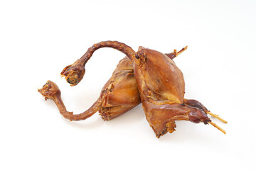 Fresh marinated quail in monochrome background