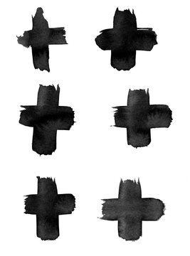 Set of crosses ink drawn. Bold lines. Hand drawn curvy lines. Isolated object with transparent background. png file. no white background. Textured lines. abstract objects.
