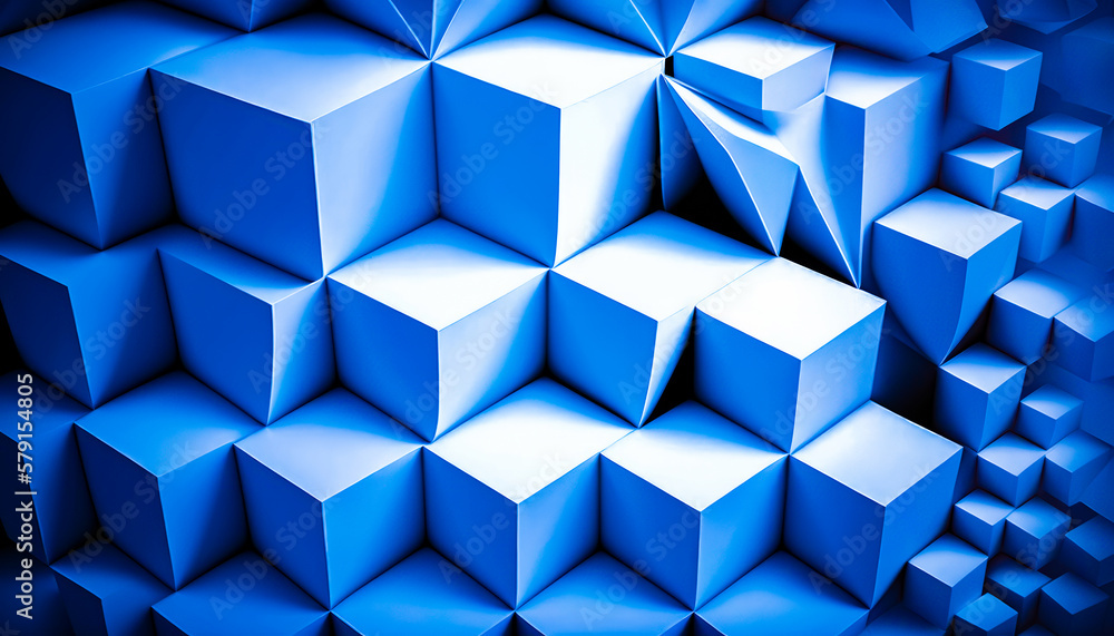 Aufkleber an image of blue background with many cubes. generative ai.
