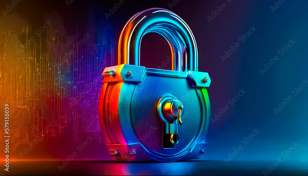 Aufkleber an image of padlock on colorful background. generative ai.