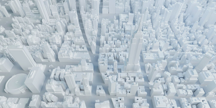 model city new york usa map tall buildings 3d illustration