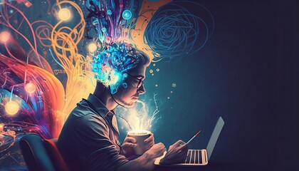 Awaken your creativity, ideas streaming from a person. generative ai