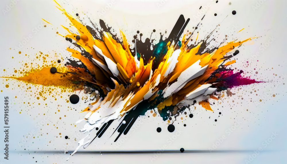 Poster an abstract explosion of color on white background. generative ai.