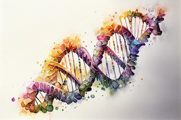 A watercolor drawing of the DNA double helix, watercolor style generative AI