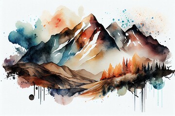 Mountains, watercolour style generative AI